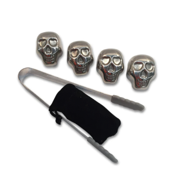4 pc Stainless steel Skull ice cubes - Image 2