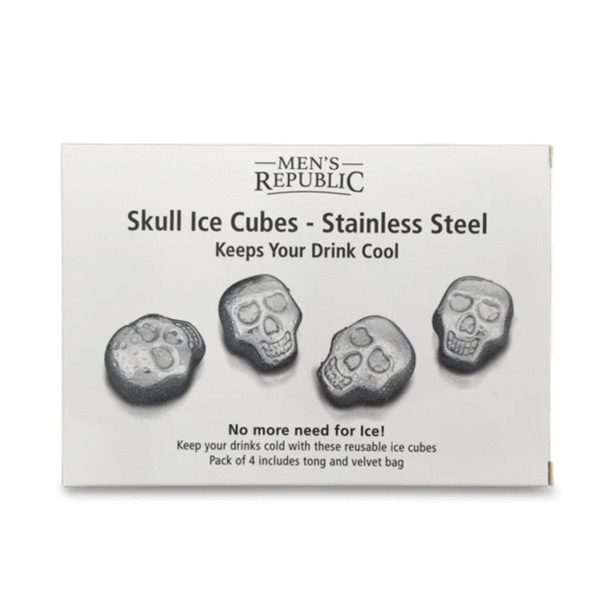 4 pc Stainless steel Skull ice cubes