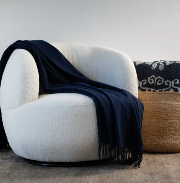 Cashmere & merino throw - Midnight ink