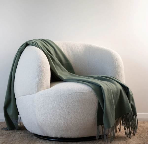Cashmere & Merino throw Sage