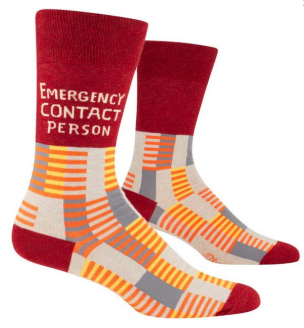 Mens sock Emergency contact