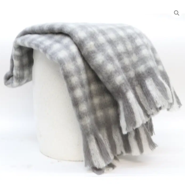 Throw gingham Charcoal & white