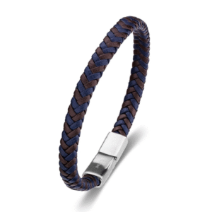 Bracelet Brown and blue leather braid
