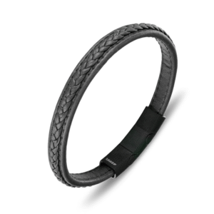 Bracelet Black leather platt