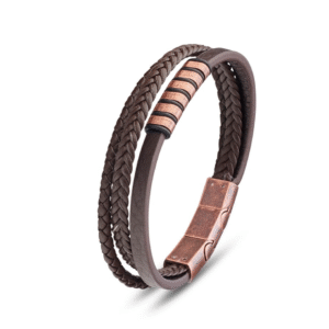 Bracelet Leather Patina rose gold details and clasp