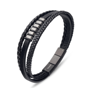 Bracelet   Leather bangle with vintage steel detail