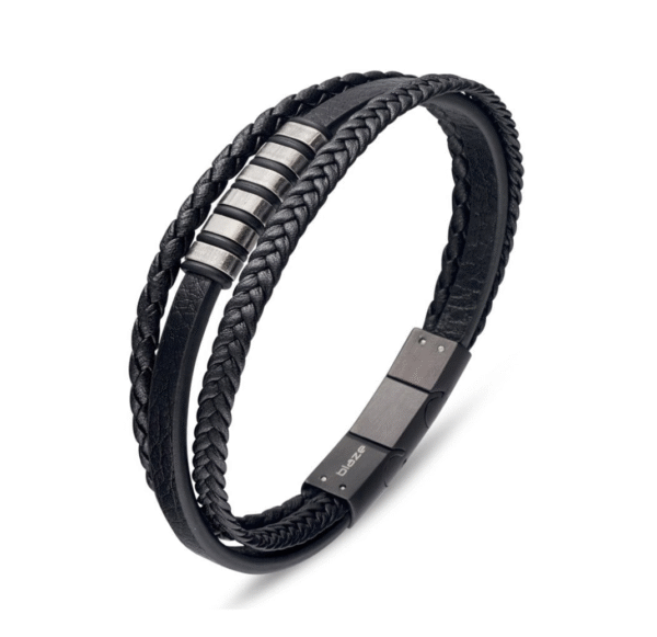 Bracelet   Leather bangle with vintage steel detail