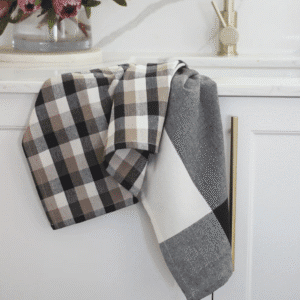 Tea towel Set of 2 Giant check Black