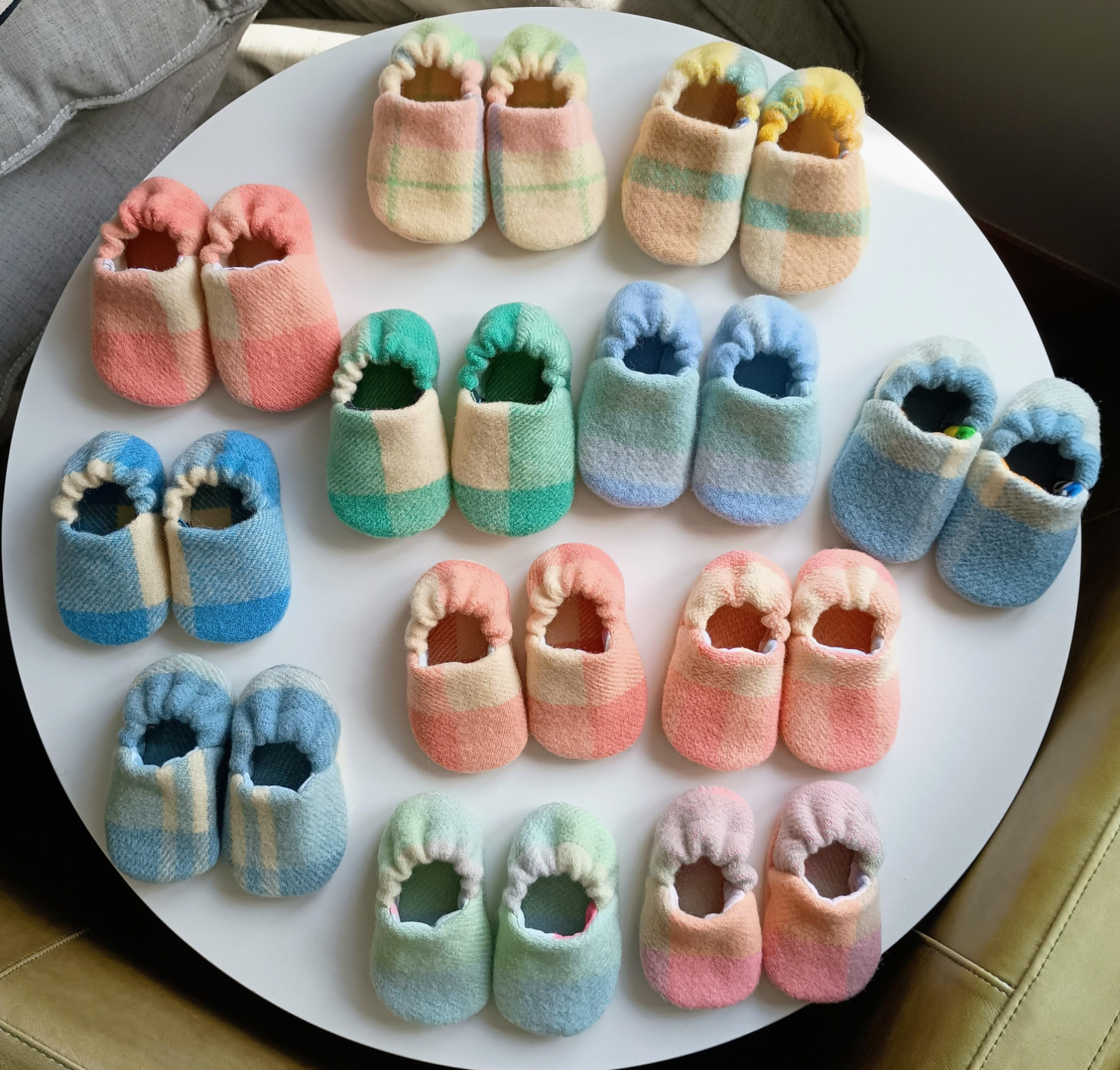 Handmade vintage wool baby slippers