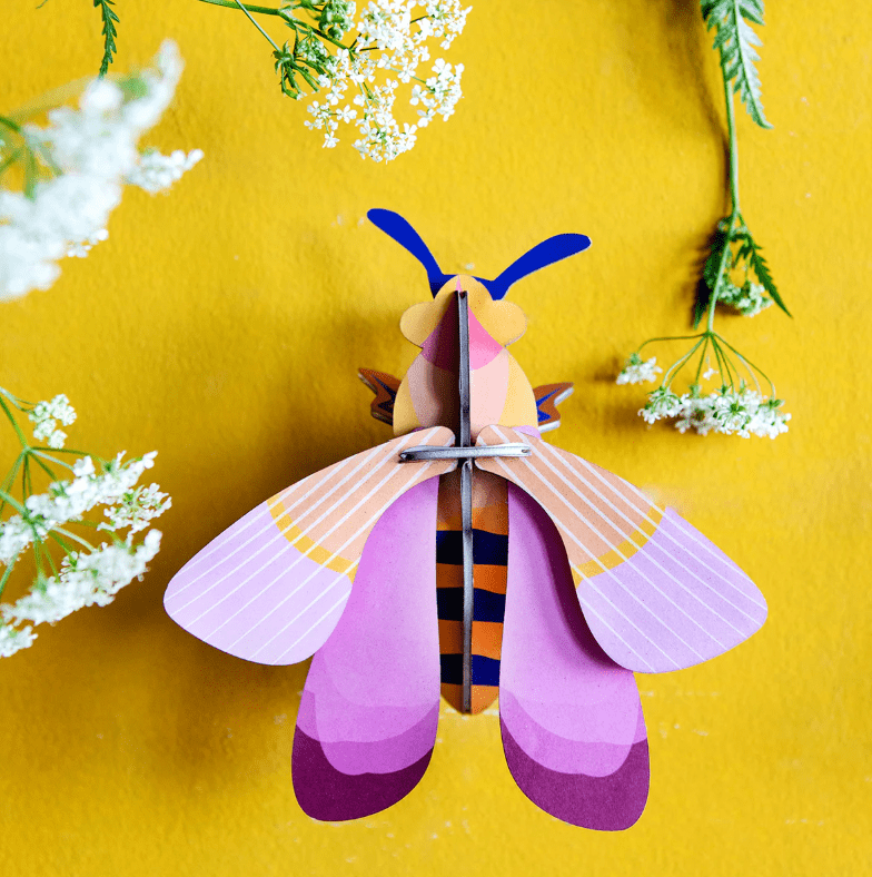 Wall art Studio Roof Pink bee butterfly