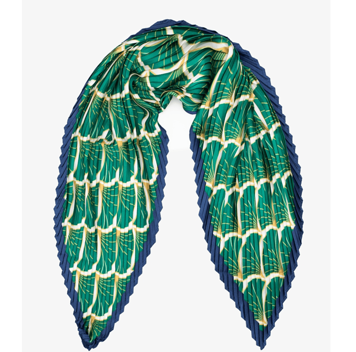 Scarf Antler Pleat Emerald fan
