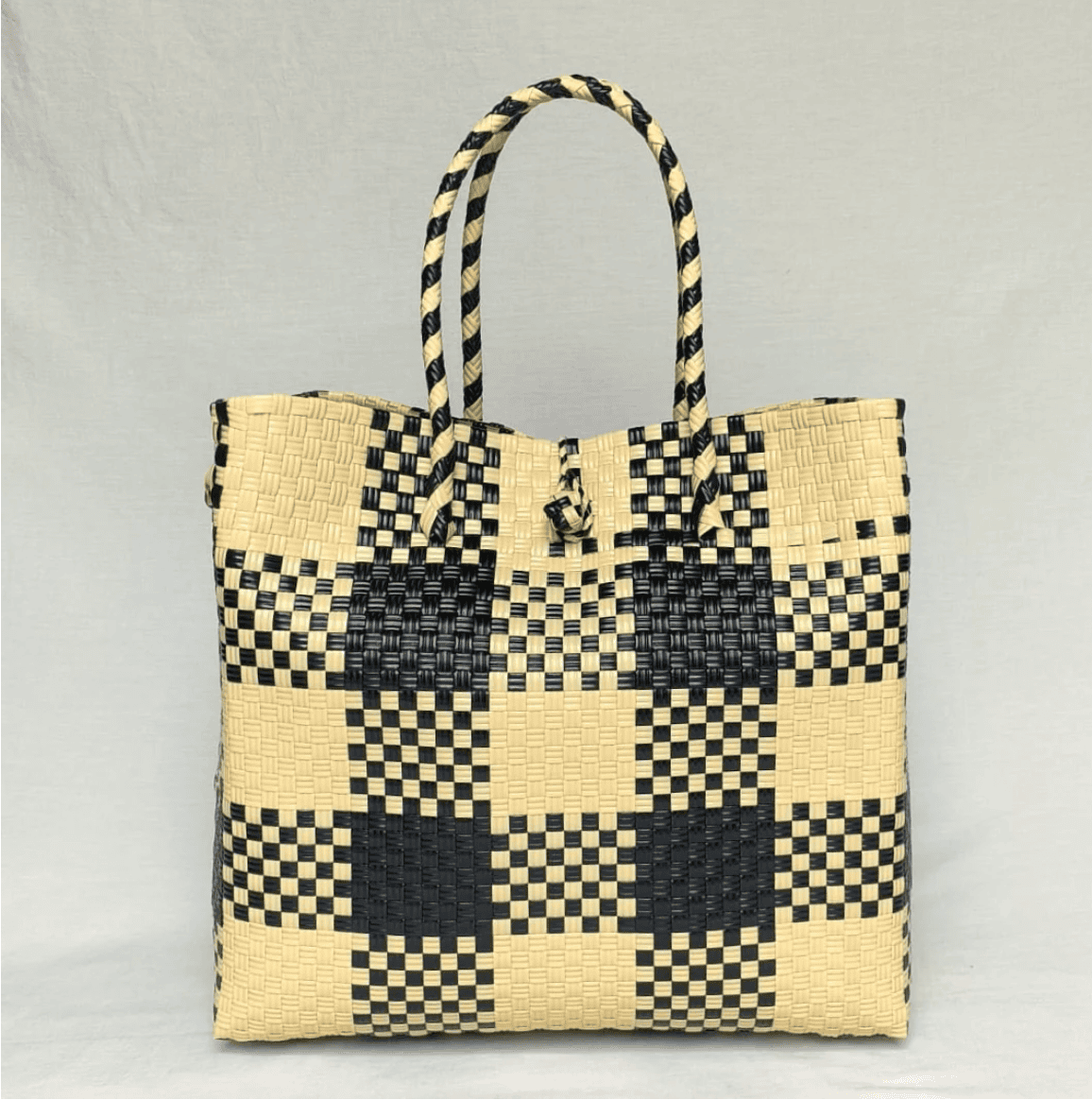 Recycled tote bag Gingham mocha