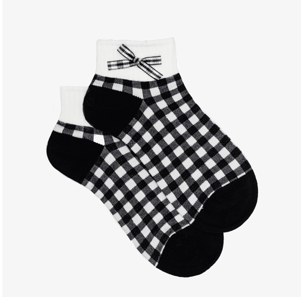 Sock Antler Ankle Gingham BK