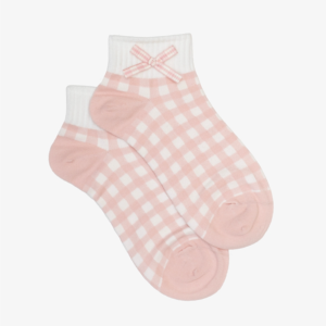 Sock Antler Ankle Gingham Pink