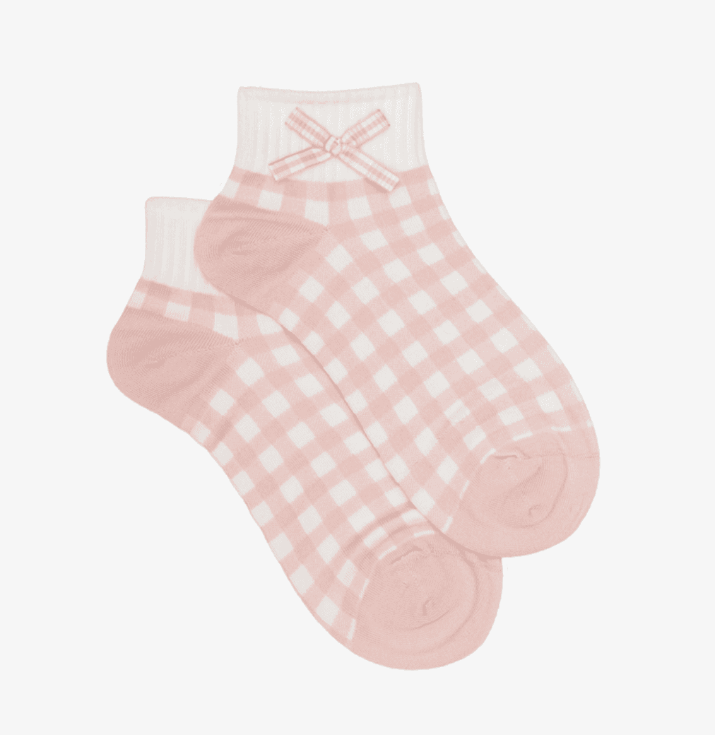 Sock Antler Ankle Gingham Pink